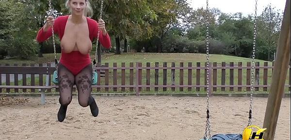 Katerina Hartlova naked in Public place and get fun on swing